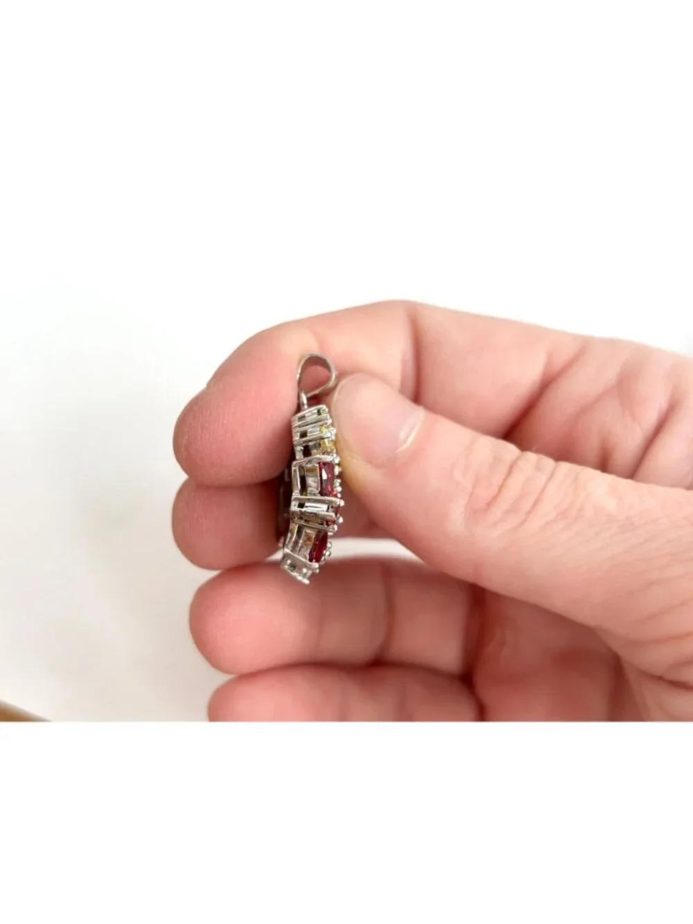 Floral Rainbow Peridot, Citrine, Garnet & CZ Gemstone Vintage Pendant | Charm